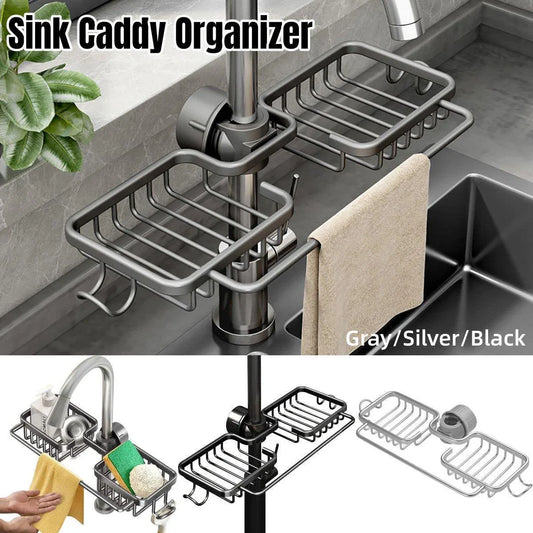 Multifunctional Faucet Shelf Kitchen Storage Sink Draining Basket Household Rack - Grey - Mekamart Australia