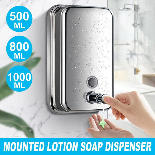 Stainless Steel Wall Mounted Soap Dispenser Hotel Bathroom Sanitizer Bottle - 500ML - Mekamart Australia