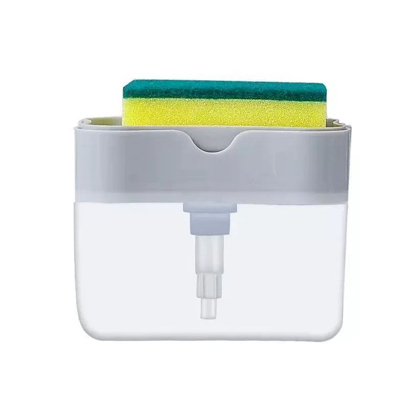 2 In 1 Soap Pump Dispenser Sponge Holder Dish Washing Liquid Container Kitchen - Grey - Mekamart Australia