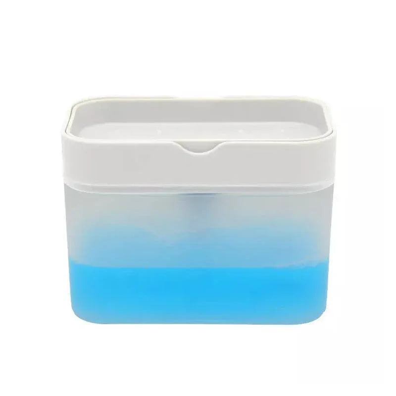 2 In 1 Soap Pump Dispenser Sponge Holder Dish Washing Liquid Container Kitchen - White - Mekamart Australia
