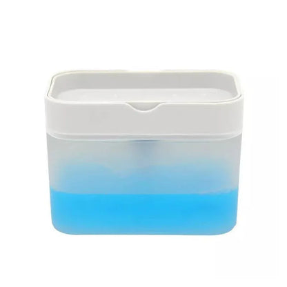 2 In 1 Soap Pump Dispenser Sponge Holder Dish Washing Liquid Container Kitchen - White - Mekamart Australia