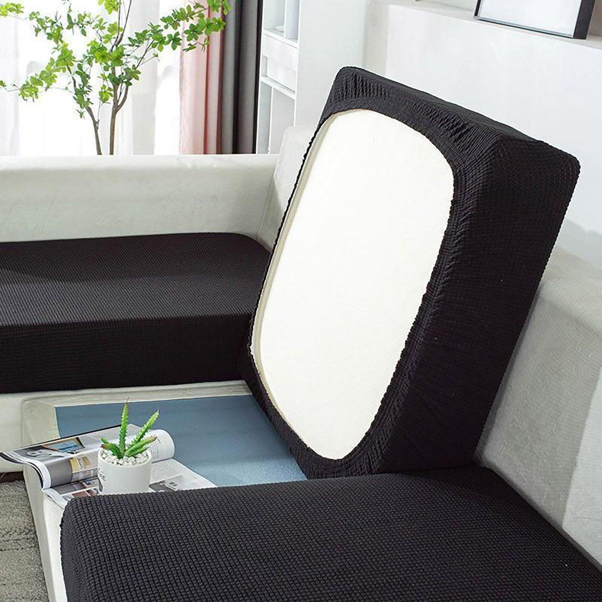 Stretch Sofa Slipcover 4 Seasons Universal Couch Protector Elastic Fabric Cover - Double-Black - Mekamart Australia
