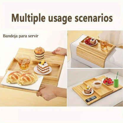 Sofa Armrest Foldable Tray Organizer Dinner Plate Storage Tray Multi-purpose - Mekamart Australia