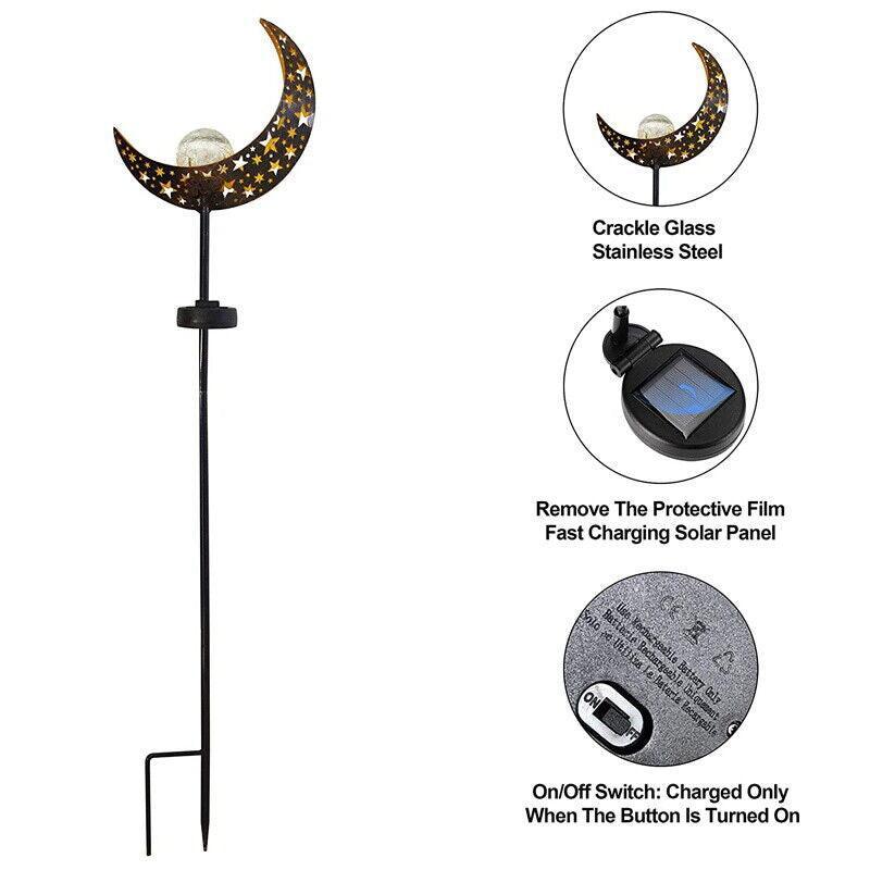 Solar Lights LED Garden Decor Outdoor Path Lights Lawn Light Lantern Lamp - 1X Moon - Mekamart Australia