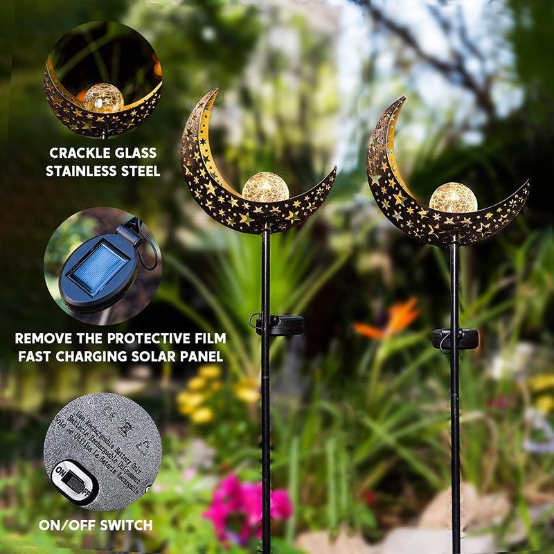 Solar Lights LED Garden Decor Outdoor Path Lights Lawn Light Lantern Lamp - 1X Moon - Mekamart Australia