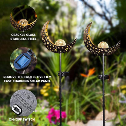 Solar Lights LED Garden Decor Outdoor Path Lights Lawn Light Lantern Lamp - 1X Moon - Mekamart Australia