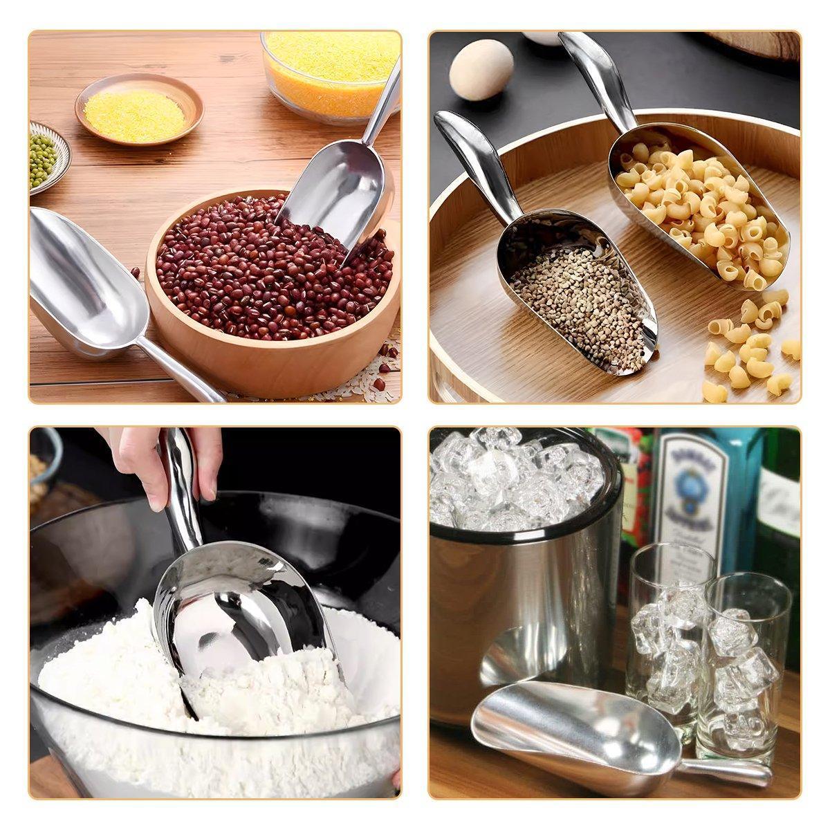 4 Sizes Aluminum Alloy Ice Shovel Flour Rice Scoop Multipurpose Kitchen Tool - M - Mekamart Australia