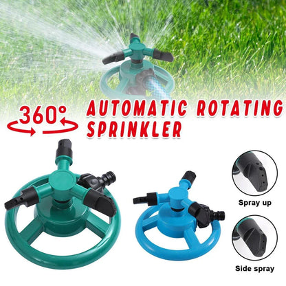 Small Disc Sprinkler 360 Degree Rotating Garden Sprayer Three Prong Spray Water - Blue - Mekamart Australia