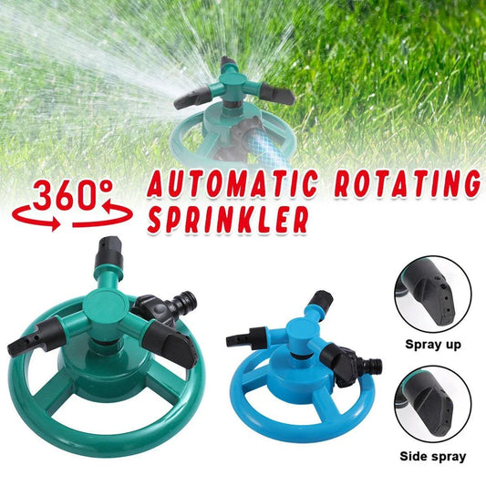 Small Disc Sprinkler 360 Degree Rotating Garden Sprayer Three Prong Spray Water - Blue - Mekamart Australia