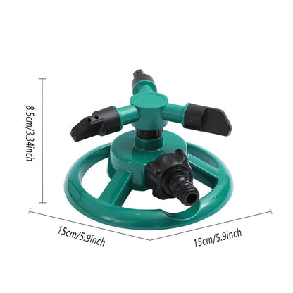Small Disc Sprinkler 360 Degree Rotating Garden Sprayer Three Prong Spray Water - Green - Mekamart Australia
