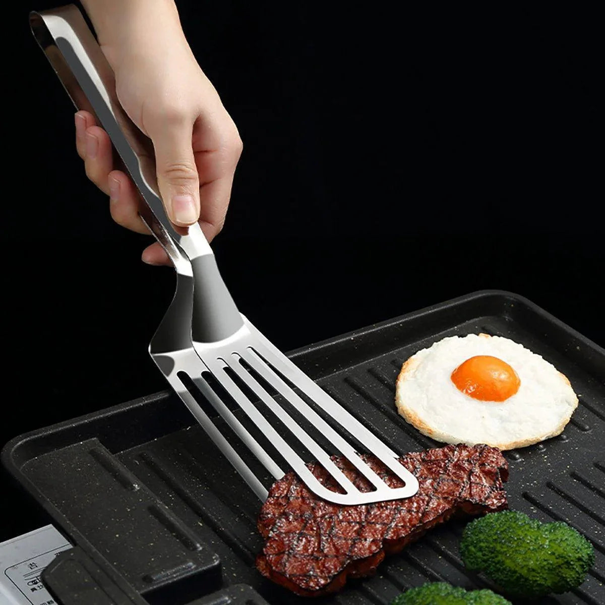 Stainless Steel Steak Tongs Multi-Functional Kitchen Tool for BBQ and Fried Fish - Mekamart Australia