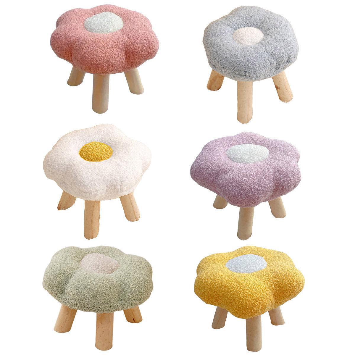 Small Flower Short Stool for Entryway or Living Room Shoe Bench or Footrest - Blue - Mekamart Australia