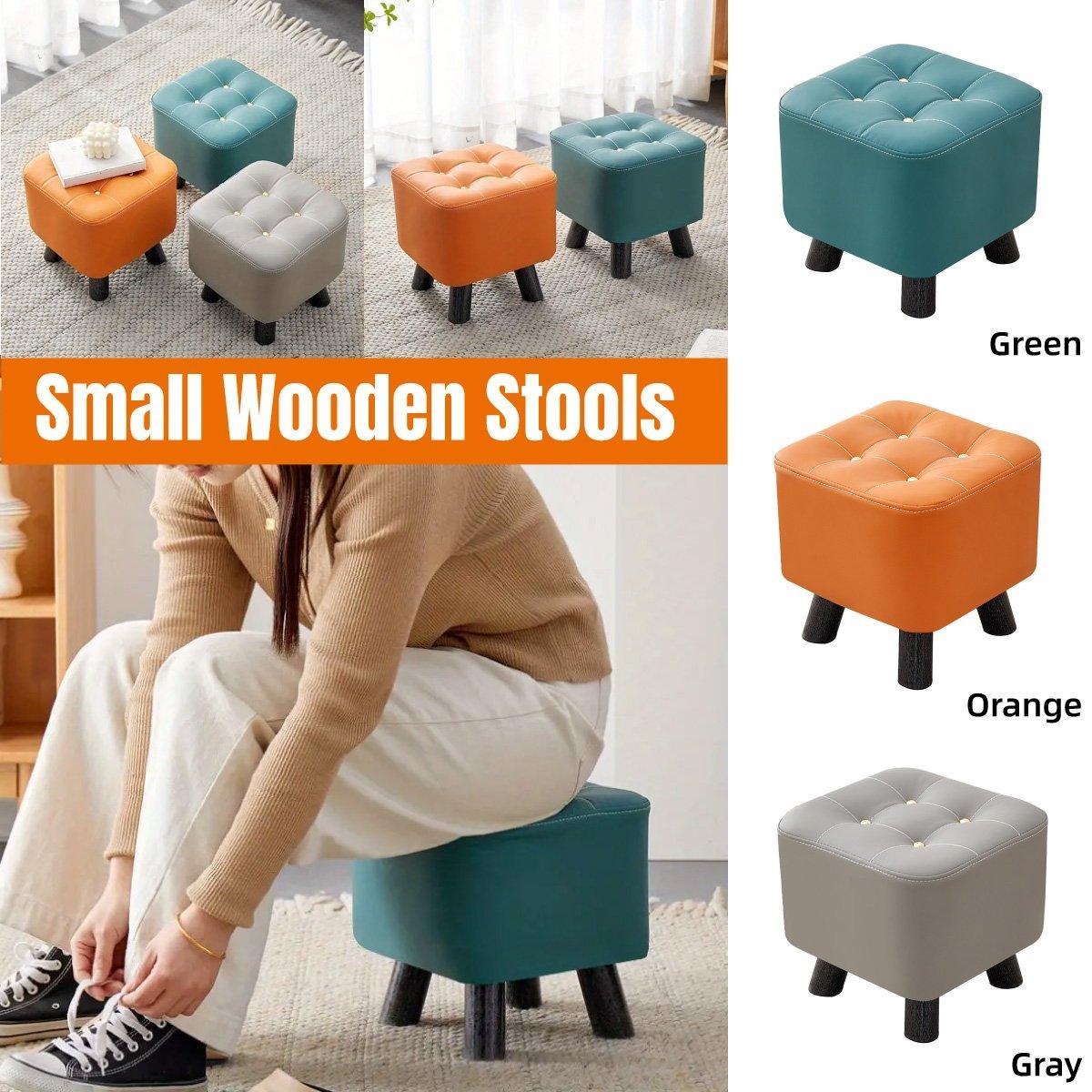 Small Stool Household Sofa Stool Shoes Changing Low Seat for Bedroom and Living - Orange - Mekamart Australia