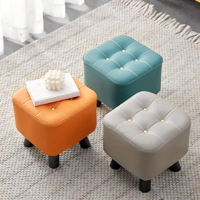 Small Stool Household Sofa Stool Shoes Changing Low Seat for Bedroom and Living - Orange - Mekamart Australia