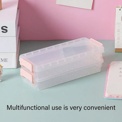 3PCS Clear Plastic Desktop Storage Box 2 Layer Holder DIY Stationery Pencil Case - Grey - Mekamart Australia