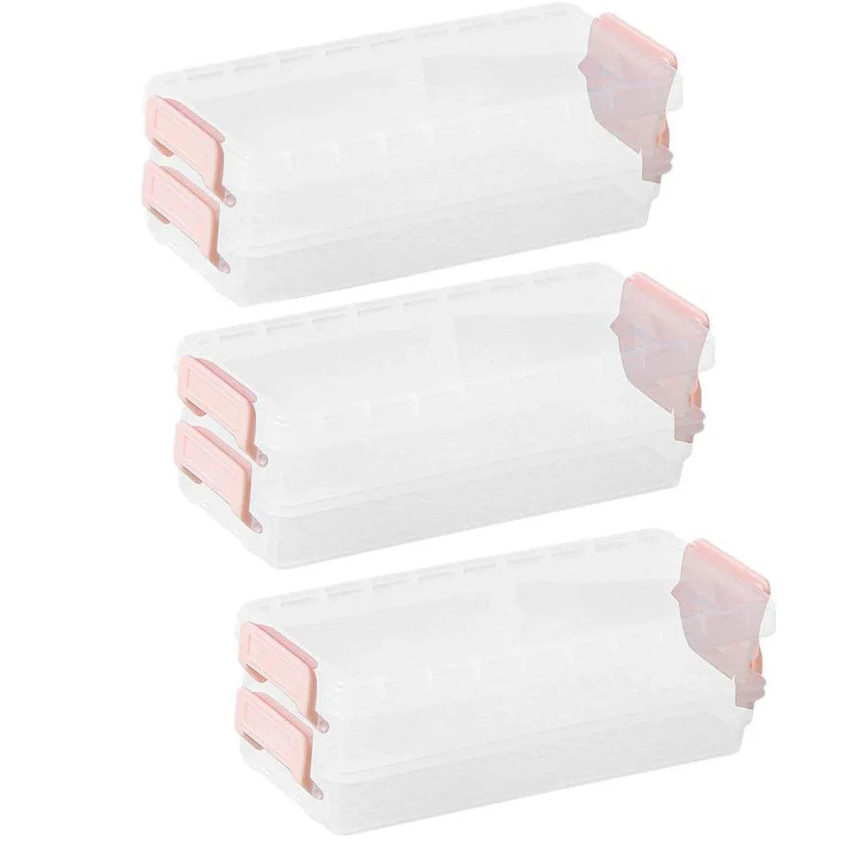 3PCS Clear Plastic Desktop Storage Box 2 Layer Holder DIY Stationery Pencil Case - Grey - Mekamart Australia