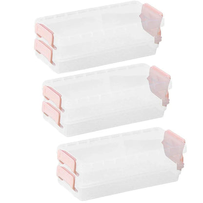 3PCS Clear Plastic Desktop Storage Box 2 Layer Holder DIY Stationery Pencil Case - Grey - Mekamart Australia