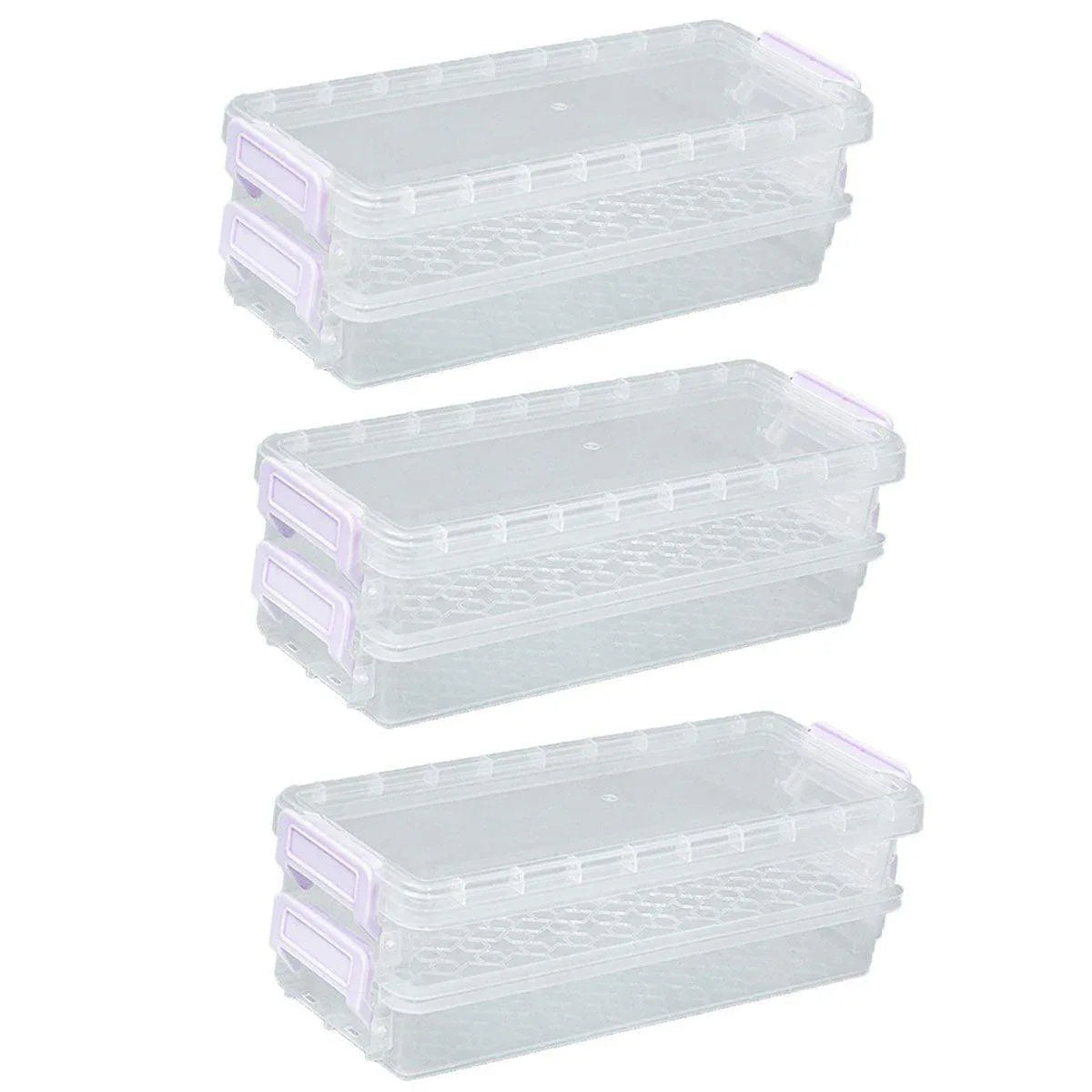 3PCS Clear Plastic Desktop Storage Box 2 Layer Holder DIY Stationery Pencil Case - Grey - Mekamart Australia