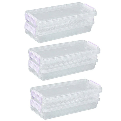 3PCS Clear Plastic Desktop Storage Box 2 Layer Holder DIY Stationery Pencil Case - Grey - Mekamart Australia