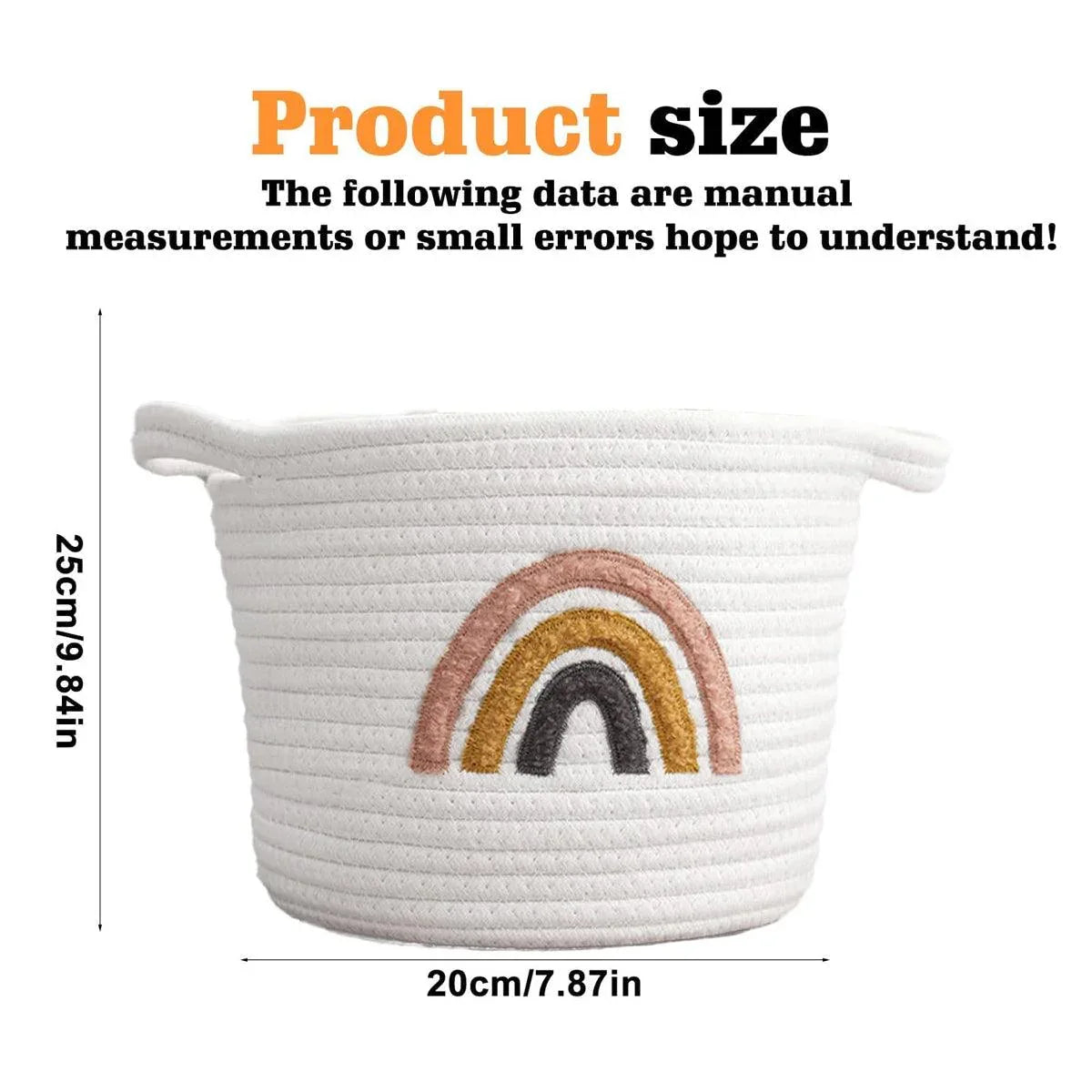 Rainbow Cotton Rope Storage Basket Handheld Desktop Organizer Large Basket - Mekamart Australia