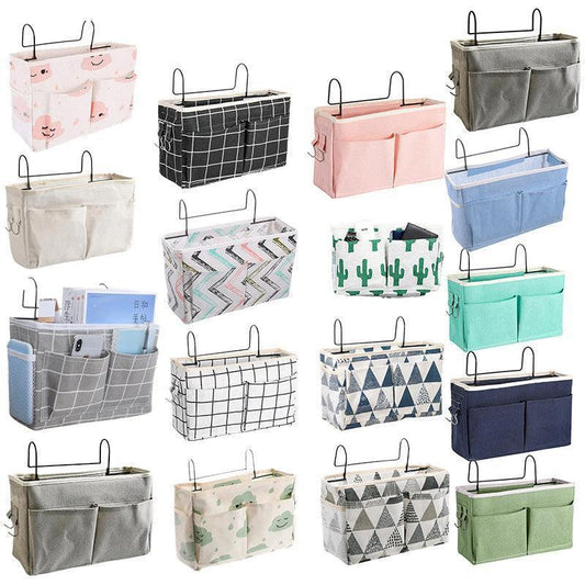 Hanging Bedside Storage Caddy with Pockets for Bunk Bed Dorm Couch Organizing - Blue Clouds - Mekamart Australia