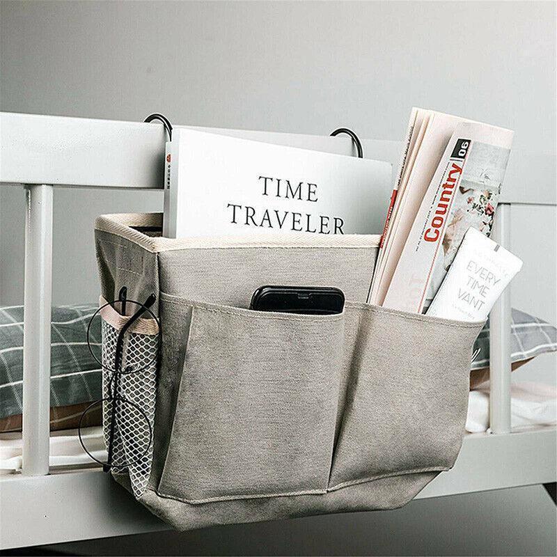 Hanging Bedside Storage Caddy with Pockets for Bunk Bed Dorm Couch Organizing - Pink - Mekamart Australia