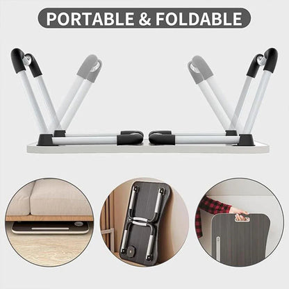 Laptop Bed Table Foldable Lap Standing Desk with Cup Slot for Indoor Picnic Tray - White - Mekamart Australia