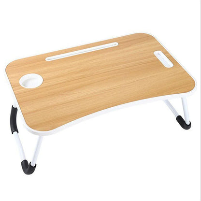 Laptop Bed Table Foldable Lap Standing Desk with Cup Slot for Indoor Picnic Tray - White - Mekamart Australia