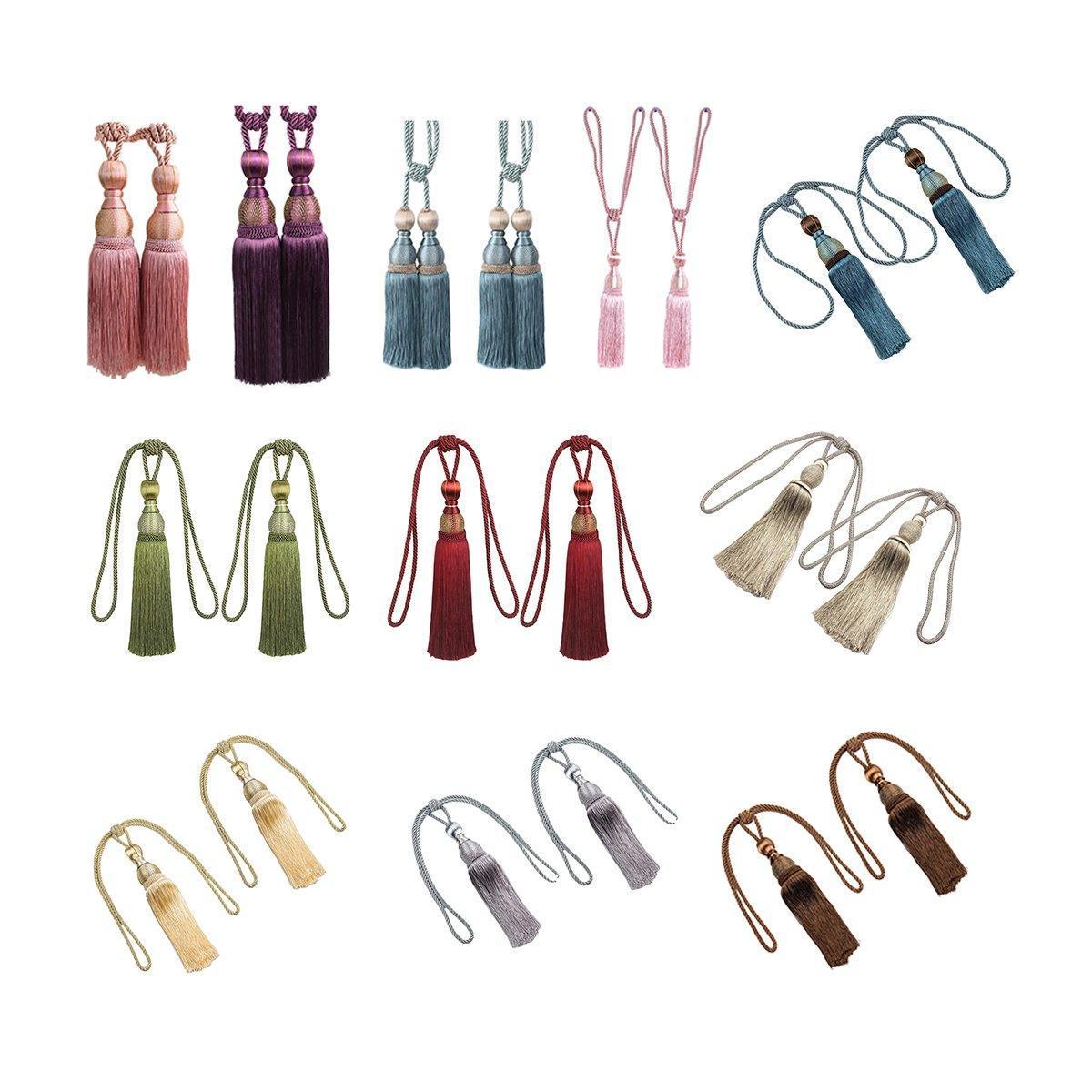 1pair Curtain Tiebacks Hanging Balls Tassel Rope Decorative Curtain Holders - Purple - Mekamart Australia