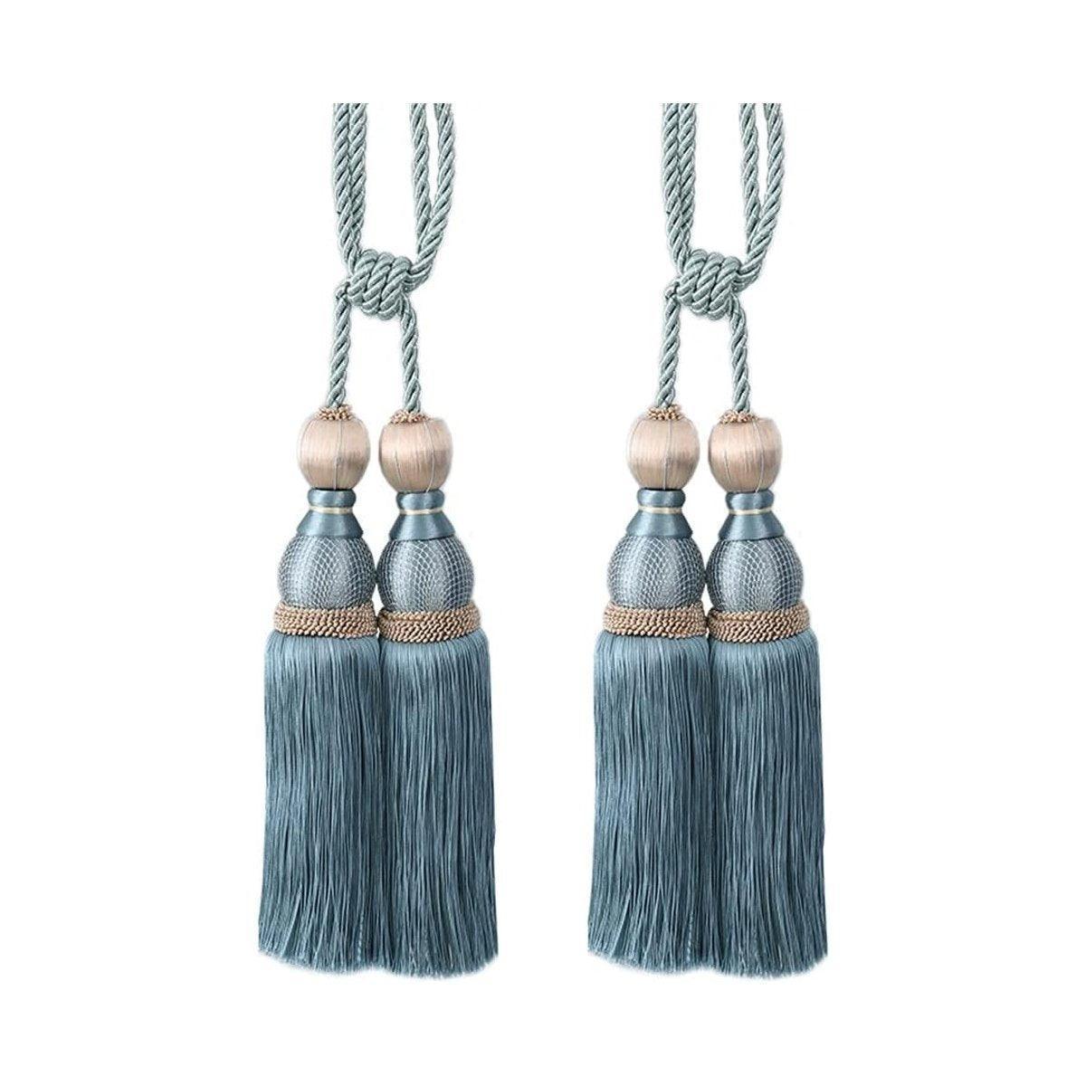1pair Curtain Tiebacks Hanging Balls Tassel Rope Decorative Curtain Holders - Purple - Mekamart Australia