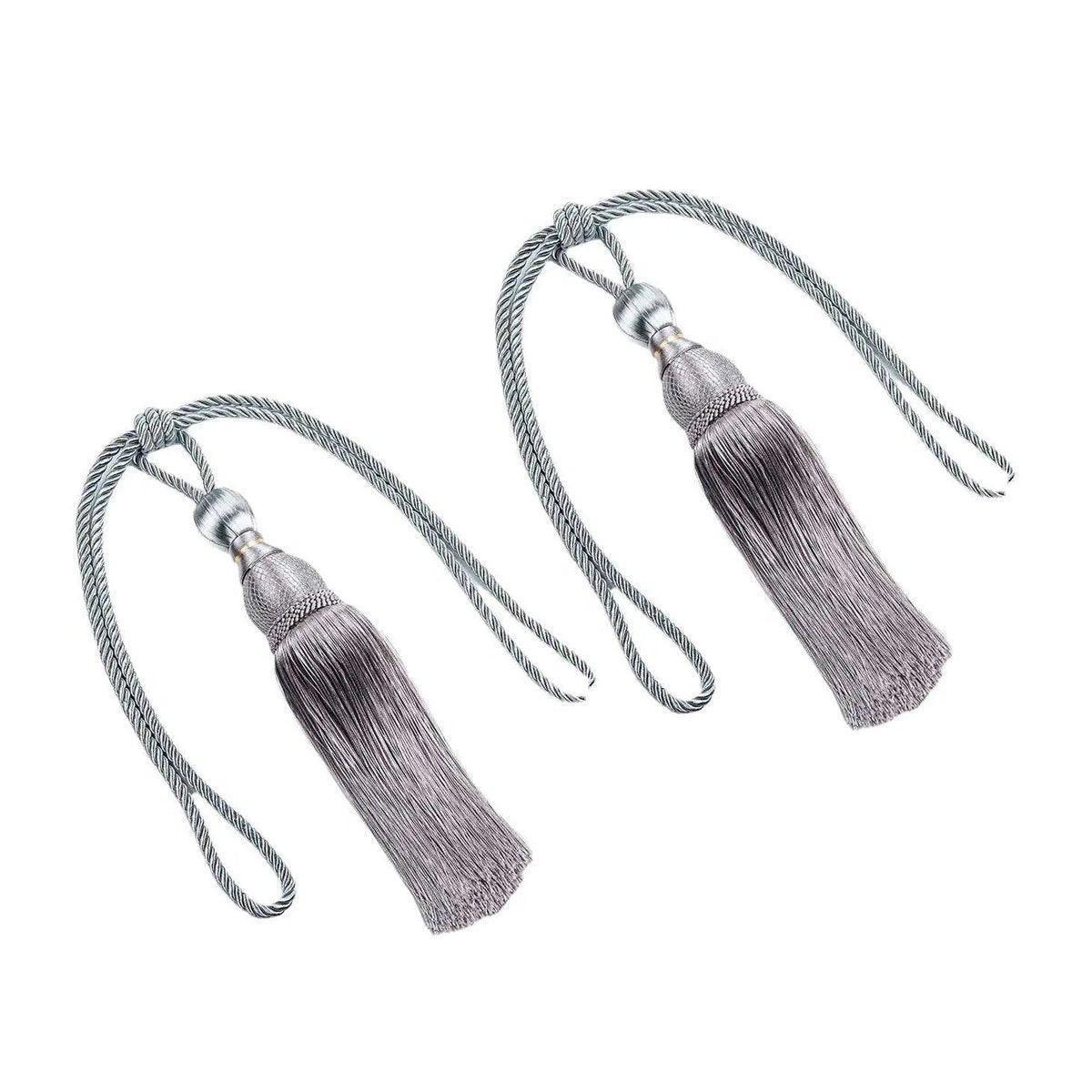 1pair Curtain Tiebacks Hanging Balls Tassel Rope Decorative Curtain Holders - Purple - Mekamart Australia