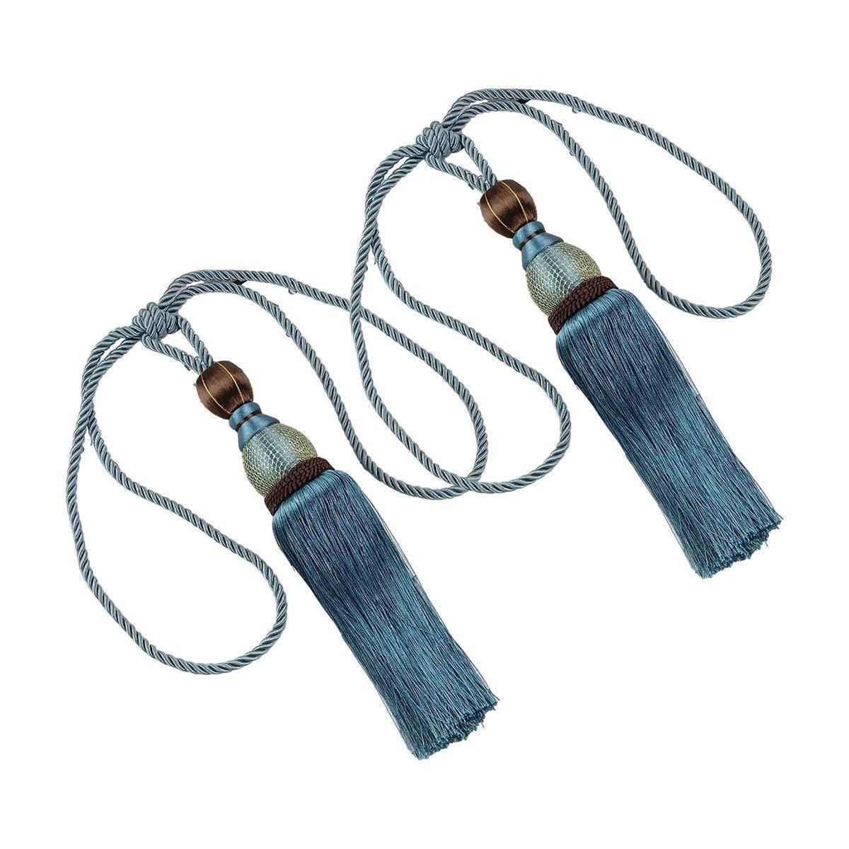 1pair Curtain Tiebacks Hanging Balls Tassel Rope Decorative Curtain Holders - Purple - Mekamart Australia