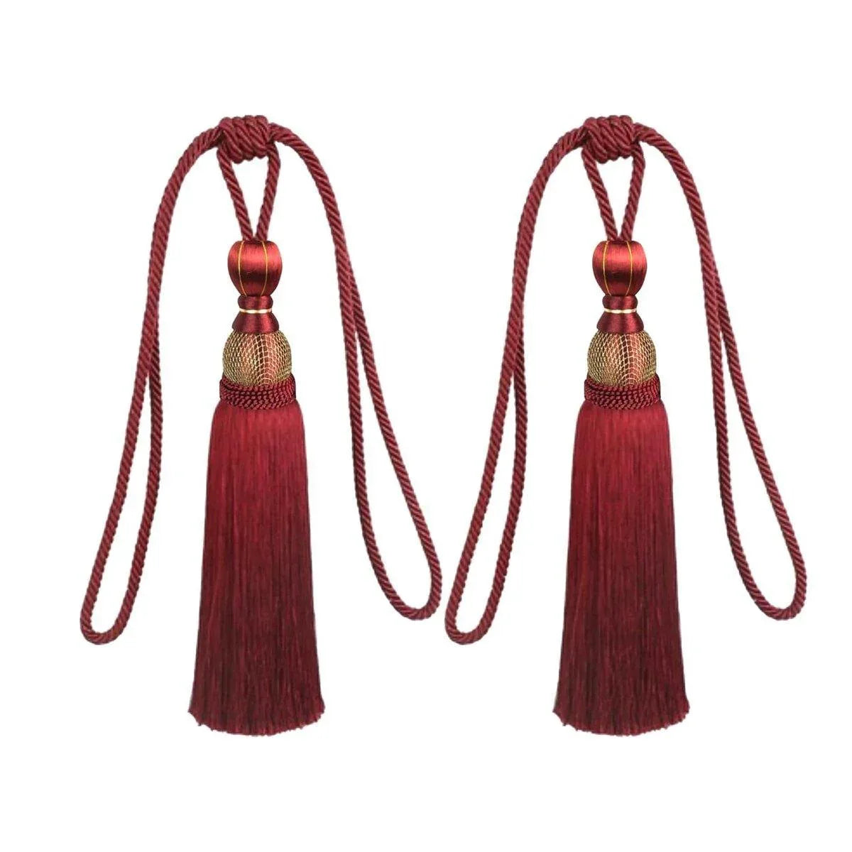1pair Curtain Tiebacks Hanging Balls Tassel Rope Decorative Curtain Holders - Purple - Mekamart Australia