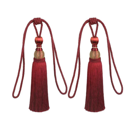 1pair Curtain Tiebacks Hanging Balls Tassel Rope Decorative Curtain Holders - Purple - Mekamart Australia