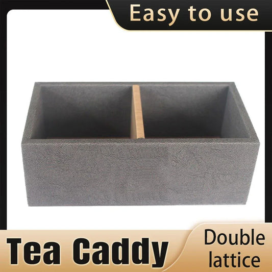 Double Compartment Tea Caddy Hotel Room Storage Organizer for Tea Bags Sugar - Mekamart Australia