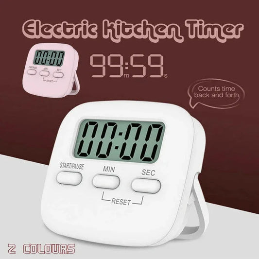 Digital Kitchen Timer 99 Minute Countdown Clock With LCD Display and Metal Mount - Pink - Mekamart Australia