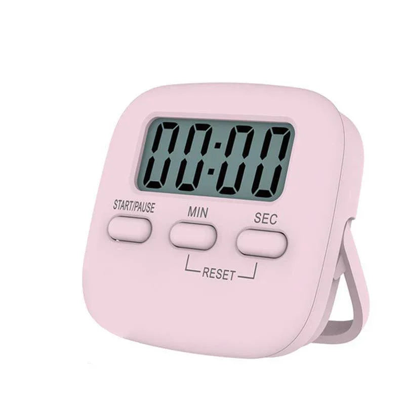 Digital Kitchen Timer 99 Minute Countdown Clock With LCD Display and Metal Mount - Pink - Mekamart Australia