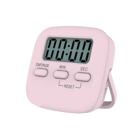 Digital Kitchen Timer 99 Minute Countdown Clock With LCD Display and Metal Mount - Pink - Mekamart Australia