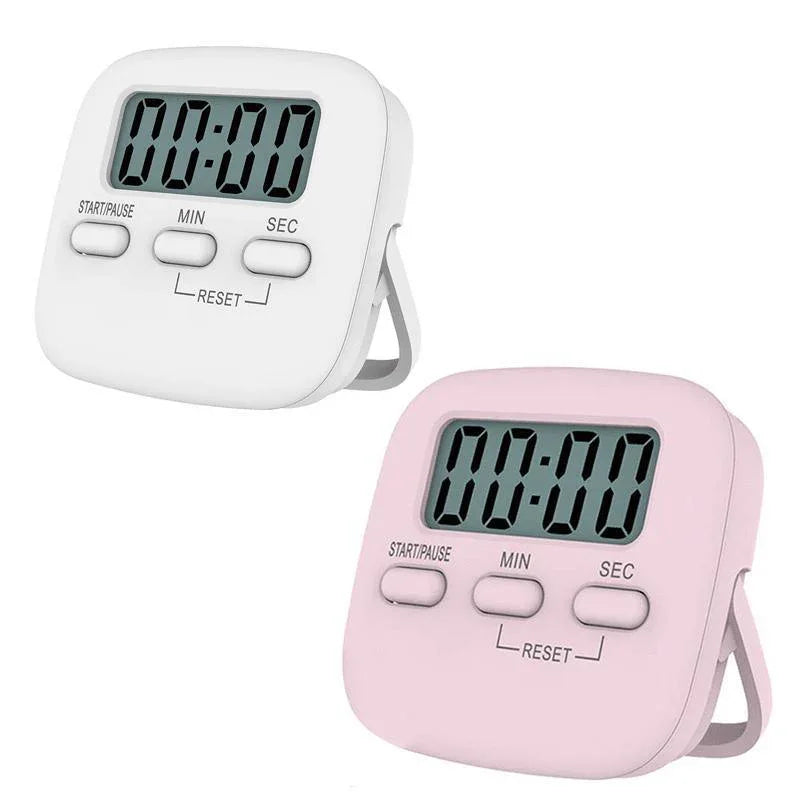 Digital Kitchen Timer 99 Minute Countdown Clock With LCD Display and Metal Mount - White - Mekamart Australia