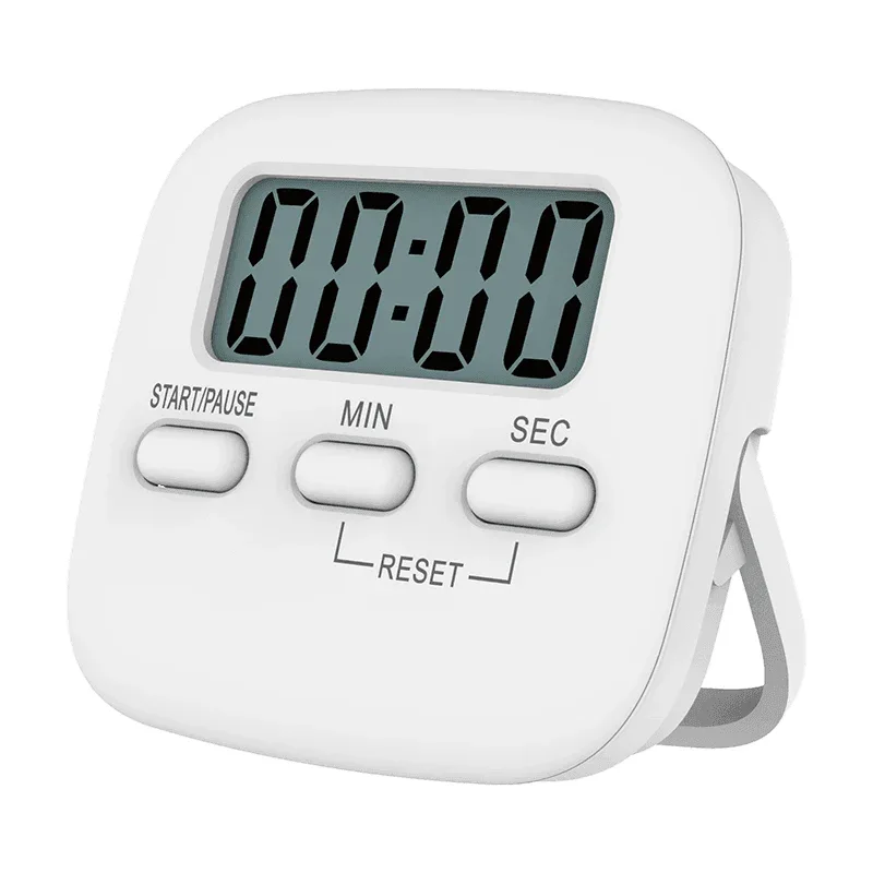 Digital Kitchen Timer 99 Minute Countdown Clock With LCD Display and Metal Mount - White - Mekamart Australia