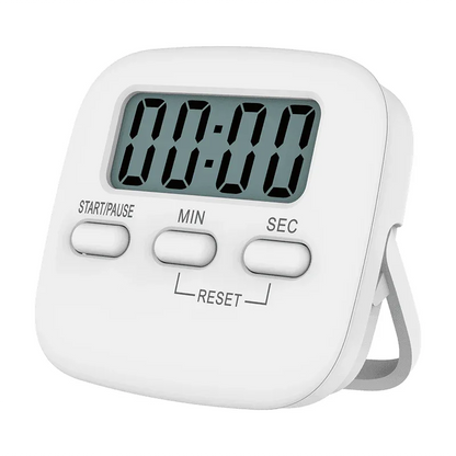 Digital Kitchen Timer 99 Minute Countdown Clock With LCD Display and Metal Mount - White - Mekamart Australia
