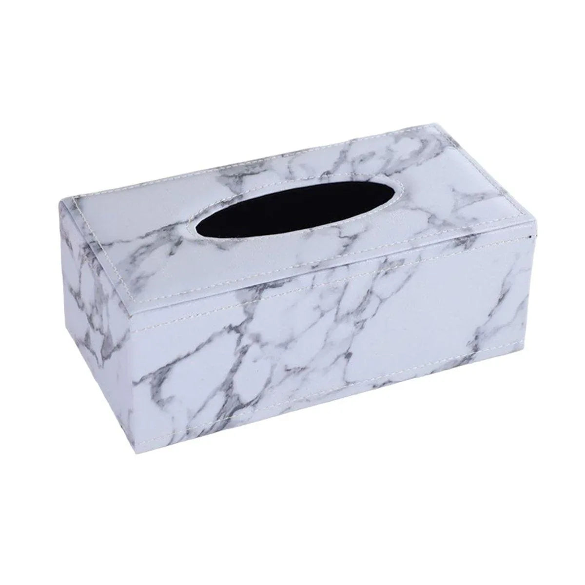 High-End PU Leather Tissue Box Holder for Hotel Home Office Decor Elegant Design - Black Woven Pattern - Mekamart Australia
