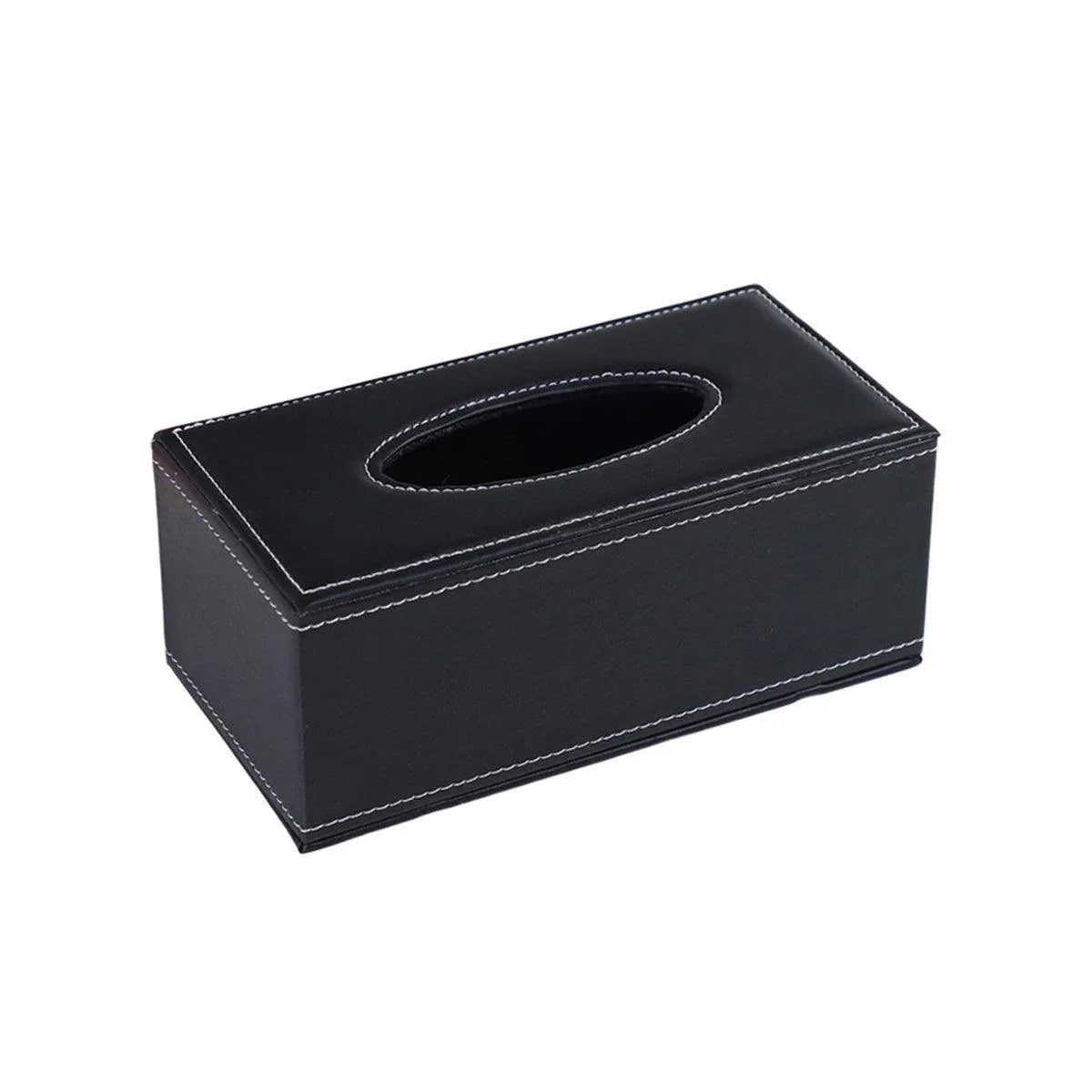 High-End PU Leather Tissue Box Holder for Hotel Home Office Decor Elegant Design - Black Woven Pattern - Mekamart Australia