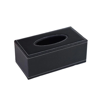 High-End PU Leather Tissue Box Holder for Hotel Home Office Decor Elegant Design - Black Woven Pattern - Mekamart Australia