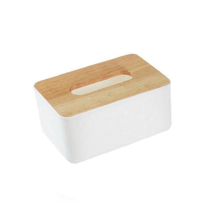 Wooden Lid Tissue Storage Box Dispenser for Napkins Desk Paper Holder Organiser - Blue - Mekamart Australia