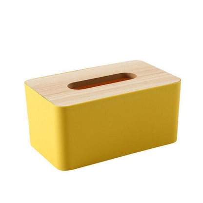 Wooden Lid Tissue Storage Box Dispenser for Napkins Desk Paper Holder Organiser - Pink - Mekamart Australia