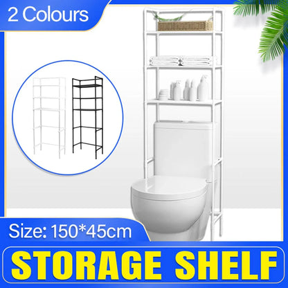 Bathroom Rack Over Toilet Washing Machine Shelf Storage Organizer Stand Unit - Black - Mekamart Australia