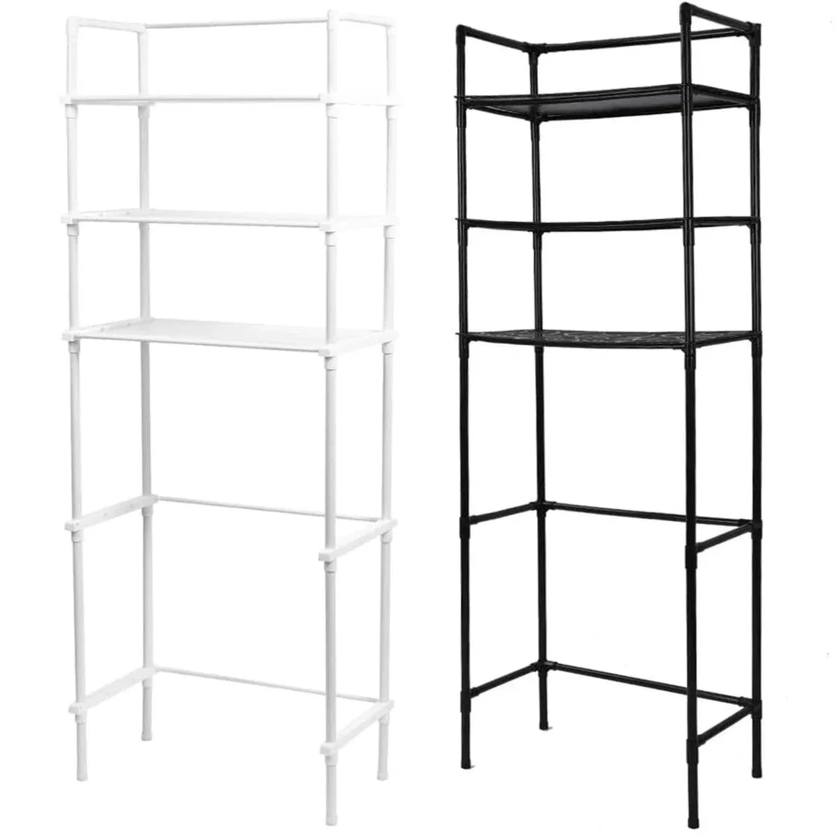 Bathroom Rack Over Toilet Washing Machine Shelf Storage Organizer Stand Unit - Black - Mekamart Australia