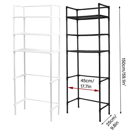 Bathroom Rack Over Toilet Washing Machine Shelf Storage Organizer Stand Unit - Black - Mekamart Australia
