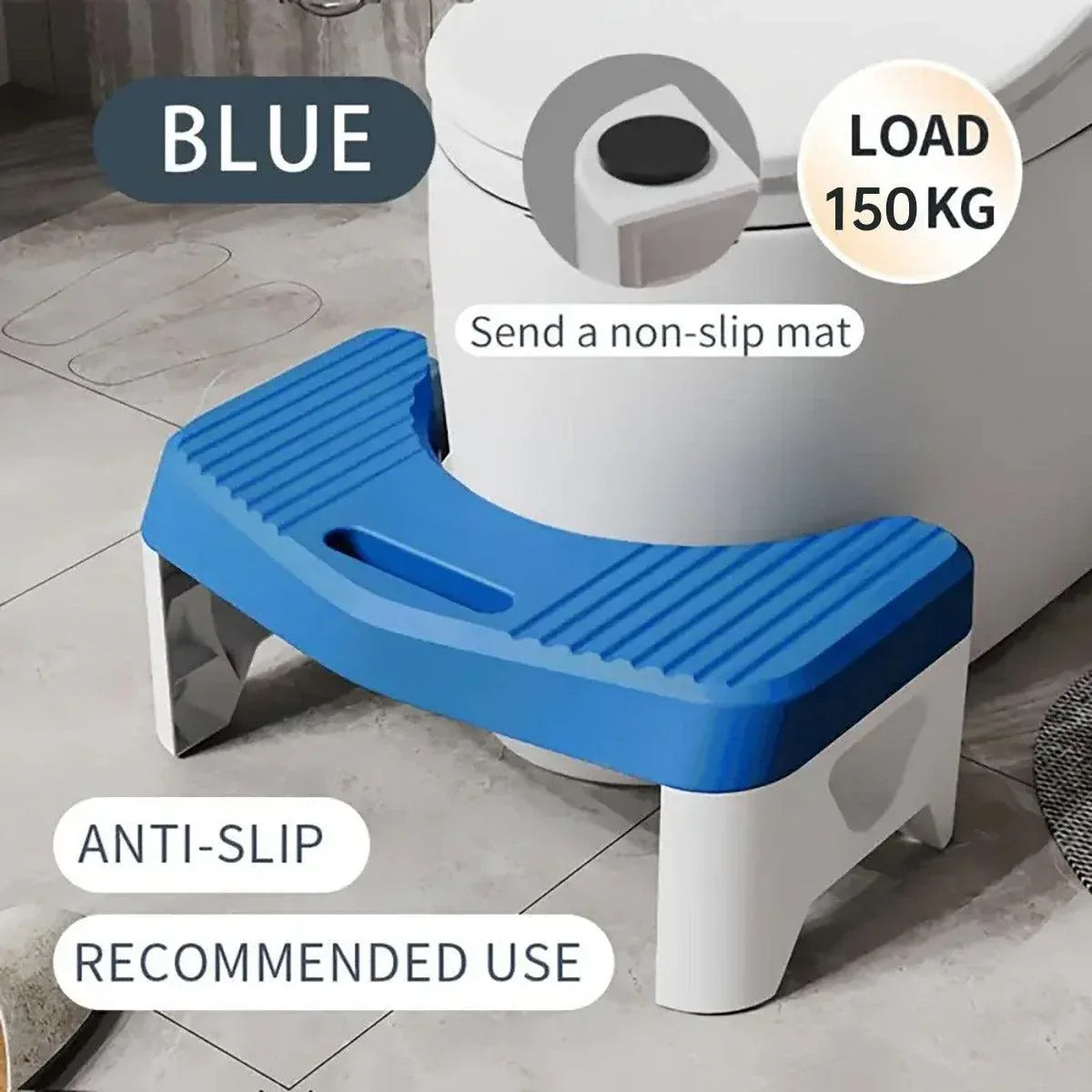 Thickened Toilet Squatting Stool Bathroom Footstool Household Restroom Pad - Blue - Mekamart Australia